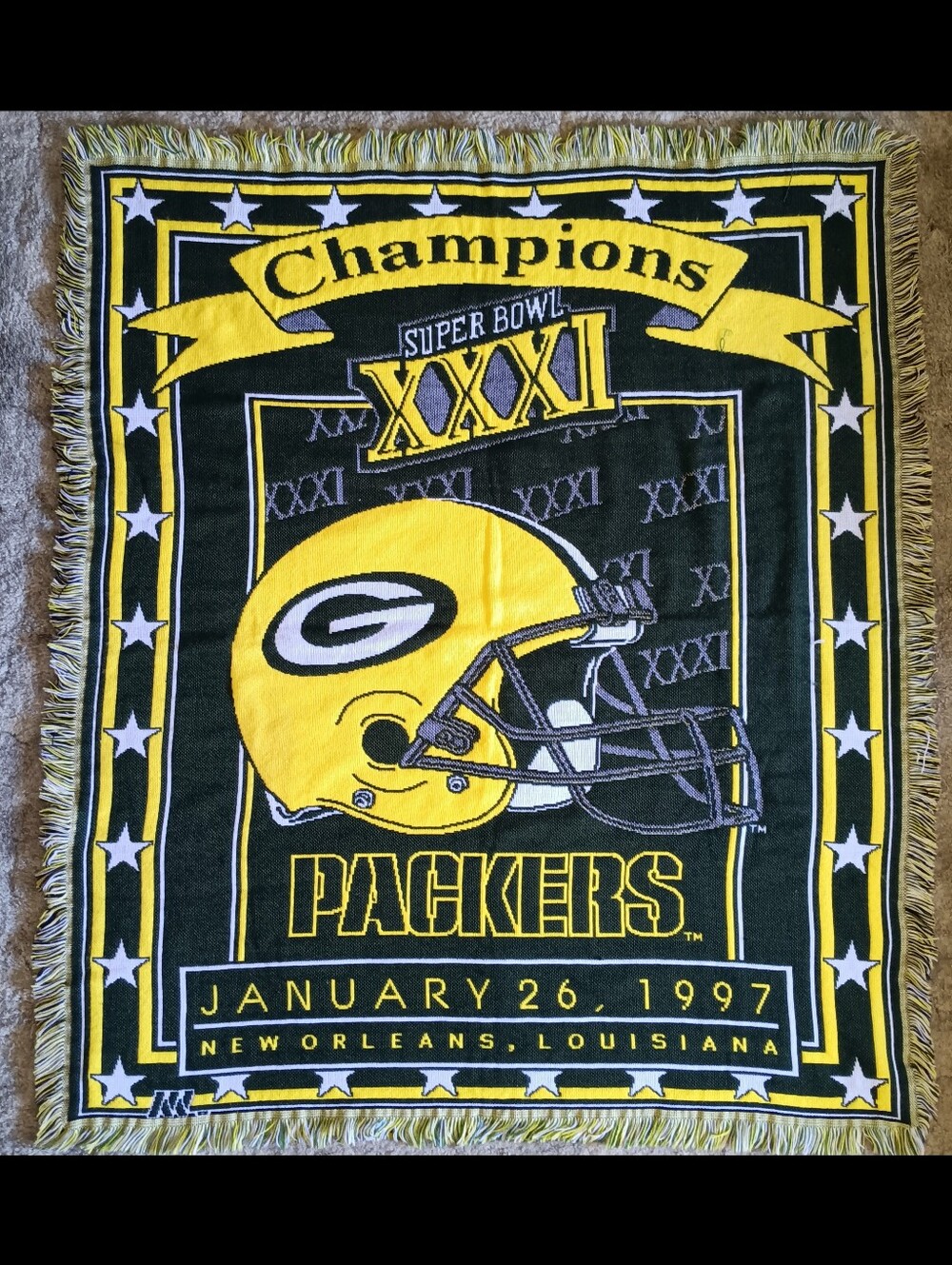 💚 Vintage 97 Green Bay Packers Super Bowl XXXI Throw Northwest Company Blanket